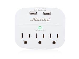 3 Outlet Dual USB Grounded Adaptor Plug 24A Port 490 Joules Surge Protector