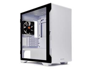 S100 Tempered Glass Snow Edition Micro-ATX mini-Tower Computer Case with 120mm Rear Fan Pre-Installed CA-1Q9-00S6WN-00, White