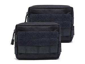 Molle Pouches Tactical Admin Pouch Compact EDC Utility Gadget Gear Pouch Military Carry Accessory Belt Hanging Waist Bag 2 PackBlack7quotL 51quotH