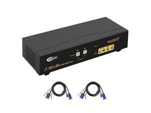 2 Port Dual Monitor KVM DVI + VGA Extended Display with Audio Microphone USB 20 Hub and 2pcs 4ft KVM Cables 2 Port Dual Monitor KVM DVI + VGA Extended Display with Audio Microphone USB 20 Hub and 2pcs 4ft KVM Cables