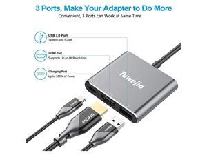 USB C to HDMI Multiport Adapter  USB 31 Thumderbolt 3 to HDMI 4K HDMI Output USB 30 Port and USBC Charging Port Compatible with MacBookMacBook ProMacBook Air 20192018 iPad Pro 201819