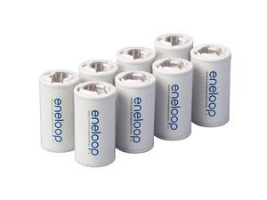 Panasonic BQBS2E8SA C Size Battery Adapters for Use with NiMH Rechargeable AA Battery Cells 8 Pack
