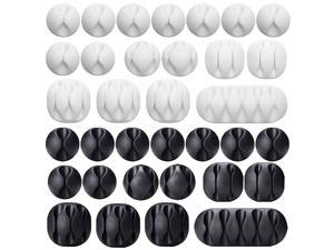 34 Piece USB Cable Clips  Strong Adhesive Silicone Desktop Cable Organizer Wire Holder Multipurpose Cord Management Accessories for Home and OfficeBlackWhite