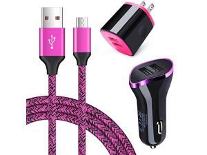 Micro USB Charger,  2-Port USB Wall Plug Car Charger + 2PC 6ft Android Charger Cable for Samsung Galaxy S7 S6 Edge J8 J7 J3, LG Stylo 3/2 Q6 K7 K10 K20 K30 K40, Moto E6 E5 E4 G5S G5, Kindle fire