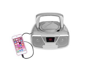 Programmable CD Boombox Portable Boombox AMFM Radio with Bluetooth Silver CDB232BT Programmable CD Boombox Portable Boombox AMFM Radio with Bluetooth Silver CDB232BT