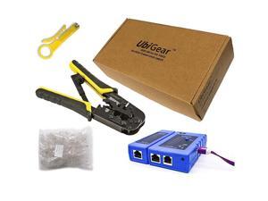 Cable Tester +Crimp Crimper +100 RJ45 CAT5e Connector Plug Network Tool Kits 568ToolKits Cable Tester +Crimp Crimper +100 RJ45 CAT5e Connector Plug Network Tool Kits 568ToolKits