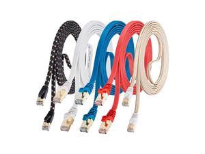 7 Ethernet Cable 3ft 5Pack Shielded Highest Speed Cable Flat Ethernet Patch Cables Internet Cable Ethernet Cable LAN Cable Compatible with 5e 6 Network for Switch Router Modem PC