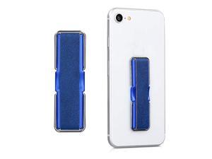 Universal Elastic Finger Holder for Smartphones PU Leather Stretch Grip Finger Strap with Stand Compatible with All Smartphones Dark Blue
