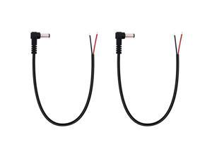 2-Pack Replacement 5.5mm x 2.5mm 90 Degree Right Angle DC Power Male Plug Jack to Bare Wire Open End Pigtail Power Cable Cord for DC Power Supply Cable Repair Fancasee 
