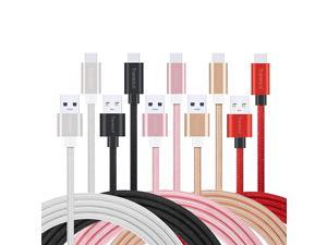 5 Pack 6ft Fast USB Type C Phone Charger Cord for Samsung Galaxy S10 S10+ S9 S8 Plus Note 9 8 LG V20 G5 G6 V30 HTC Google Pixel 3a XL Moto X4Z2and More