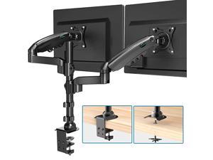 Monitor Stand Height Adjustable Gas Spring Double Arm Monitor Mount Desk Stand Fit Two 17 to 32 inch Screens with Clamp Grommet Mounting Base Each Arm Hold up to 198lbs