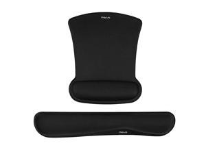 Wrist Rest Support for Mouse Pad Keyboard Set Ergonomic Mousepad NonSlip Rubber Base HomeOffice Pain Relief Easy Typing Cushion with Neoprene Cloth Raised Memory Foam Black