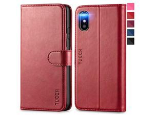 iPhone Xs Max Case PU Leather Xs Max Wallet Case with RFID Blocking Card Slot Stand Folio Cover Auto WakeSleep Wireless Charging Shockproof TPU Shell Compatible with iPhone Xs Max Dark Red