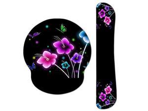 Ergonomic Memory Foam Mouse Pad Wrist Support Set Durable Non Slip Mousepad with Keyboard Pad Comfortable Lightweight for Easy Typing Pain Relief Colorful Flowers
