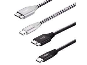 USB C to Micro B Cable 1ft 2 Pack  Nylon Braided USB 31 Gen 1 Type C to Micro B Cord for SSD 5Gbps Superspeed Data Sync Compatible for MacBookToshiba CanvioGalaxy S5 Note 3 BlackGray