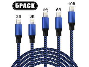 Charger,YEFOOT MFi Certified Lightning Cable(3/3/6/6/10FT) Charging USB Syncing Data Nylon Braided with Metal Connector Compatible 12/11/Pro/Max/X/XS/XR/XS Max/8/Plus/7/7 Plus More