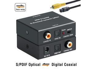 OpticaltoCoaxial or CoaxtoOptical Digital Audio Converter Adapter BiDirectional Digital Coaxial tofrom SPDIF Optical Toslink Audio Converter with Fiber Optic and Coaxial Cable OpticaltoCoaxial or CoaxtoOptical Digital Audio Converter Adapter BiDirectional Digital Coaxial tofrom SPDIF Optical Toslink Audio Converter with Fiber Optic and Coaxial Cable