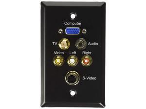 Cables to Go 40967 Single Gang HD15 Composite Video and Stereo Audio Wall Plate Black Cables to Go 40967 Single Gang HD15 Composite Video and Stereo Audio Wall Plate Black