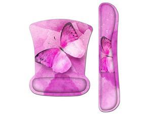 Ergonomic Keyboard Wrist Rest Pad and Mouse Pad Wrist Support Set with NonSlip Backing Memory FormFilled EasyTyping and Pain Relief for Gaming Office Computer Laptop Pink Butterfly Ergonomic Keyboard Wrist Rest Pad and Mouse Pad Wrist Support Set with NonSlip Backing Memory FormFilled EasyTyping and Pain Relief for Gaming Office Computer Laptop Pink Butterfly