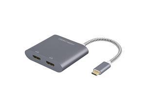 USB C to Dual HDMI 4K,  USB Type C (Compatible Thunderbolt 3) to 2 HDMI Adapter, Compatible with MacBook Pro 2019/2018/2017,XPS 13/Surface Book 2,Chromebook Pixel, Yoga 710, Aluminum Gray