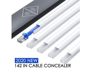 New Cord Hider 142in Mini Wire Cable Cover PVC Cable Concealer Channel Paintable Cord Cover to Hide Speaker Wire Ethernet Cable 9X L157in W05in H035in CC05 White