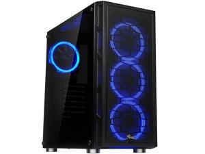 ATX Mid Tower Gaming PC Computer Case with Dual Ring Blue LED Fans 360mm Water Cooling Radiator Support Tempered Glass and Steel USB 30 Spectra C100 ATX Mid Tower Gaming PC Computer Case with Dual Ring Blue LED Fans 360mm Water Cooling Radiator Support Tempered Glass and Steel USB 30 Spectra C100