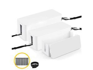 Management Boxes Organizer Wires Keeper Holder for Desk TV Computer USB Hub System to Cover and Hide Power Strips Cords Set of Two M+S Ice White