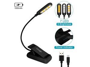 Rechargeable Reading Light, 7 LEDs with 9 Color Temperature 9 Brightness Levels Clip On Book Lights for Reading in Bed with Power Indicator for Bookworms (Black) Rechargeable Reading Light, 7 LEDs with 9 Color Temperature 9 Brightness Levels Clip On Book Lights for Reading in Bed with Power Indicator for Bookworms (Black)