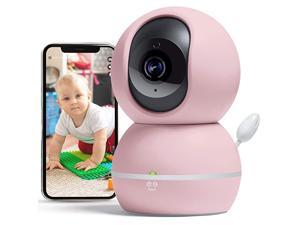 Smart Home Pet and Baby Monitor with Camera 1080p Wireless WiFi Camera with Motion and Sound Alert Pastel Pink
