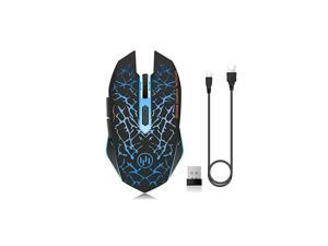C12 Rechargeable Wireless Gaming Mouse Mice Silent Click Cordless Mouse 7 Smart Buttons PC Gaming Mouse Mice Advanced Technology with 24GHZ Up to 2400DPI C12 Blue