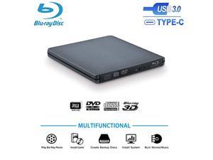 External BluRay Writer Drive USB30 and TypeC Portable BluRay Burner 100GB 128GB BD DVD Disc 3D 6x Slim Reader Player Grey External BluRay Writer Drive USB30 and TypeC Portable BluRay Burner 100GB 128GB BD DVD Disc 3D 6x Slim Reader Player Grey
