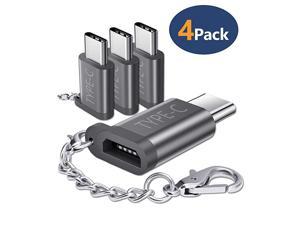 Micro USB (Female) to USB C Adapter 4-Pack, Aluminum USB Type C Adapter with Keychain Fast Charging Compatible with Samsung Galaxy S10 S9 S8 Plus Note 9 8, LG V30 G5 G6, Moto Z Z2, more (Grey)