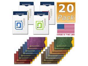 Stronghold - RFID Blocking Sleeves, Set of 20 (16 Credit Card Sleeves + 4 Passport Sleeves) - Passport and Credit Card Protector Sleeves - Anti RFID Theft Protection Stronghold - RFID Blocking Sleeves, Set of 20 (16 Credit Card Sleeves + 4 Passport Sleeves) - Passport and Credit Card Protector Sleeves - Anti RFID Theft Protection