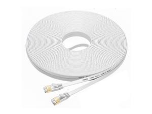 Cat7 Ethernet Cable 100 ft,cat 7 Patch Cable Flat RJ45 High Speed 10 Gigabit LAN Internet Network Cable for Xbox,PS4,Modem,Router,Switch,PC,TV Box (100Feet, White)