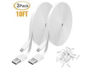 Pack 10FT Power Extension Cable for WyzeCam WyzeCam Pan KasaCam Indoor NestCam Indoor Yi Camera BlinkCloud Cam USB to Micro USB Durable Charging and Data Sync CordWhite
