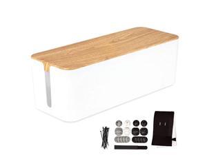 Cable Management Box White Cord Organizer and Hider for Wires Power Strips Surge Protectors More Includes Cable Sleeve Hook and Loop Keepers Zip Ties Clips