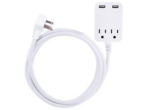 Pro SurProtector Power Strip with USB Fast Charging Extra Long 8Ft Extension Cord Flat Plug 2 Outlet 2 USB ports 24A Wall Mount Desktop Charging Station 250J Ul Listed White 32177