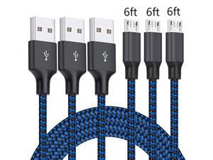USB Cable 3Pack 6FT Android Charger Cord Long Nylon Braided Sync and Fast Charging Cables Compatible with Samsung Galaxy S6 S7 Edge Android Windows Smartphones and More Blue USB Cable 3Pack 6FT Android Charger Cord Long Nylon Braided Sync and Fast Charging Cables Compatible with Samsung Galaxy S6 S7 Edge Android Windows Smartphones and More Blue