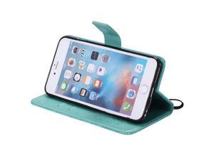iPhone 6 6S Wallet Case Sun Pattern Embossed PU Leather Magnetic Flip Cover Card Holders Hand Strap Wallet Purse Case iPhone 6 6S 47 Inch Green