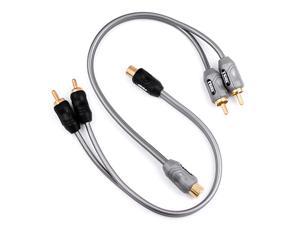 1ft 2 Male to 1 Female RCA Y Adapter Splitter Connector (2 Pack) (2 Male to 1 Female) (2M1F)
