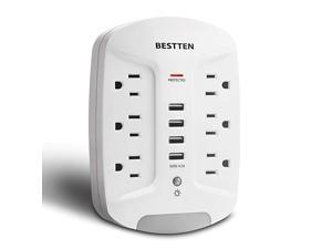 Wall Outlet USB Charger with LED Night Light and Surge Protector 1080 Joules 4 USB Ports 5V42A 6 AC Outlets 15A125V1875W Photocell Night Light ETL Listed White Wall Outlet USB Charger with LED Night Light and Surge Protector 1080 Joules 4 USB Ports 5V42A 6 AC Outlets 15A125V1875W Photocell Night Light ETL Listed White