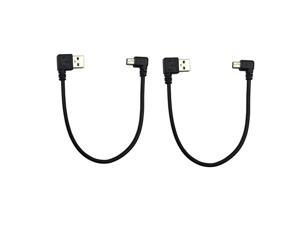 9Inch Mini USB Cable Combo Mini USB Right Angle Male to USB Type A 20 Right Angle Male Data Sync and Charge Cable Black2Pack RR