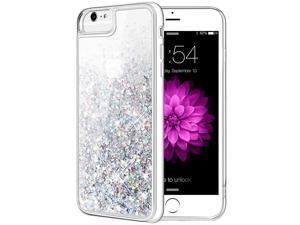 iPhone 6 6S 7 8 Case iPhone 7 8 Glitter Case with Tempered Glass Screen Protector Bling Flowing Floating Luxury for Girls Women Sparkle Soft TPU Liquid Case for iPhone 6 6S 7 8 47 inch Silver