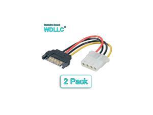 15Pin SATA Male to Molex LP4 Female Power IDE Cable 6Inch 2 Pack WDLLC 15Pin SATA Male to Molex LP4 Female Power IDE Cable 6Inch 2 Pack WDLLC