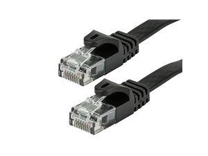 Cat5e Ethernet Patch Cable Network Internet Cord RJ45 FlatStranded 350Mhz UTP Pure Bare Copper Wire 30AWG 1ft Black