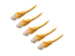 5-Pack Snagless Cat6 Ethernet (Cat6 Cable, Cat 6 Cable) in Yellow 10 ft