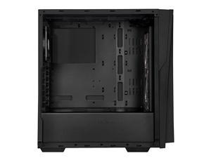 ATX Tower Computer Case with 120mm Exhaust Fan in Black and Red with Side Panel Window RL06BRW