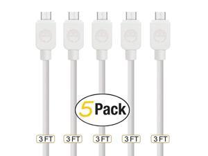 Micro USB Cable Android Charger,  (5 - Pack, 3 FT) USB to Micro USB High Speed USB2.0 Sync and Charging Cables for Samsung, HTC, Motorola, Nokia, Kindle, MP3, Tablet and More