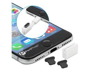 Aluminum Dust Plugs 2 Pack Compatible with iPhone 12 11 X XS XR 8 7 Plus Max Pro Includes Cord Holder and Cleaning Brush Gun Metal