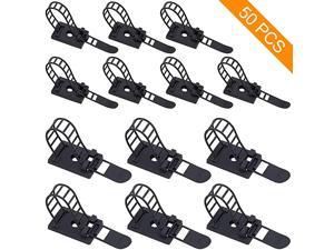 50Pcs 2 Sizes Adjustable SelfAdhesive Nylon Cable Straps Cable Ties Cord Clamp for Wire Management Large and Small